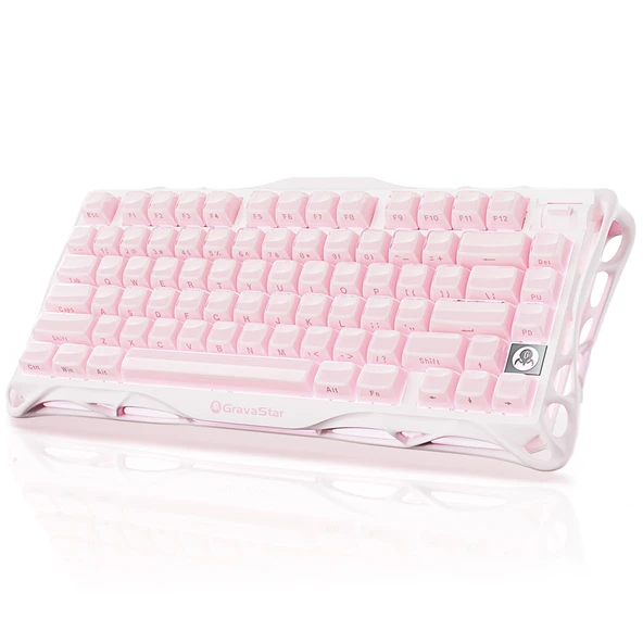 GravaStar Mercury K1 RGB Linear Key Switch İngilizce Q Sakura Pink Kablosuz Gaming Klavye ürün görseli 1