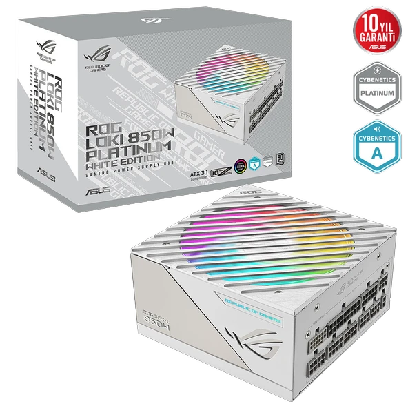 ASUS ROG LOKI SFX-L 850W 80+ Platinum ARGB ATX3.1 Gen 5.1 Full Modüler Beyaz 120mm Fanlı PSU ürün görseli 1