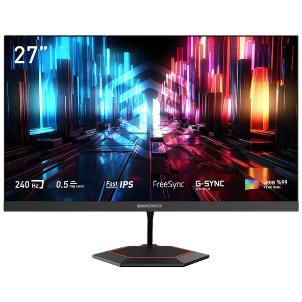 GameBooster GB-27F240FF 27" 240Hz 0.5ms HDMI DP FreeSync G-Sync HDR Ready FHD Fast IPS Gaming Monitör ürün görseli 1