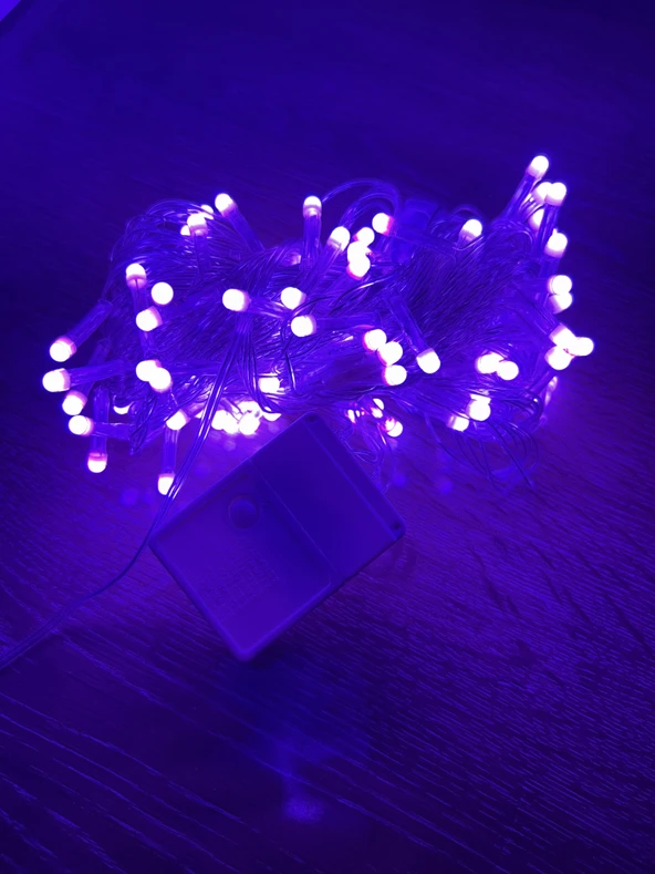 10m 100 Led Damla Uçlu Pembe Işık Şeffaf Kablo ürün görseli 1