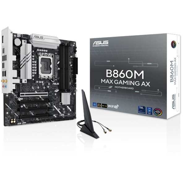 ASUS  B860M MAX GAMING AX WIFI 8666MHz OC DDR5 Soket 1851 M.2 USB-C DP mATX Anakart ürün görseli 1