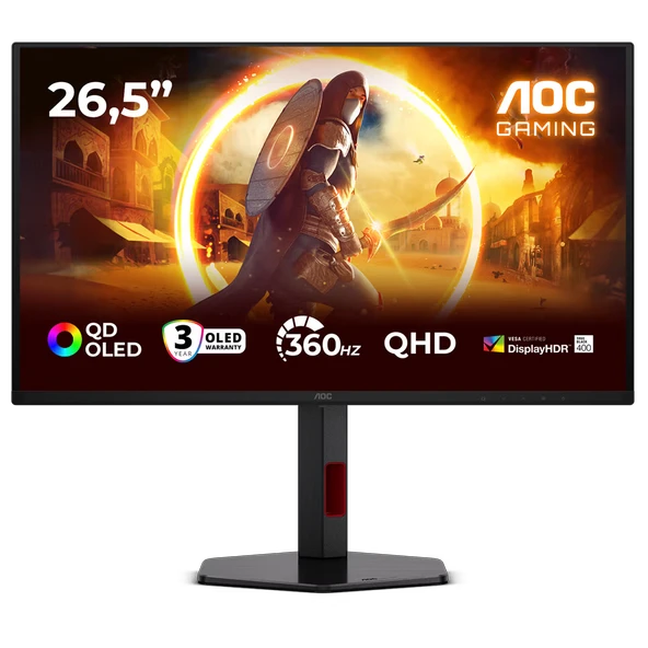 AOC Q27G4SDR 27" 360Hz 0.03ms HDM DPI USB 3.2 G-Sync HDR400 Pivot QHD QD-OLED Monitör ürün görseli 1
