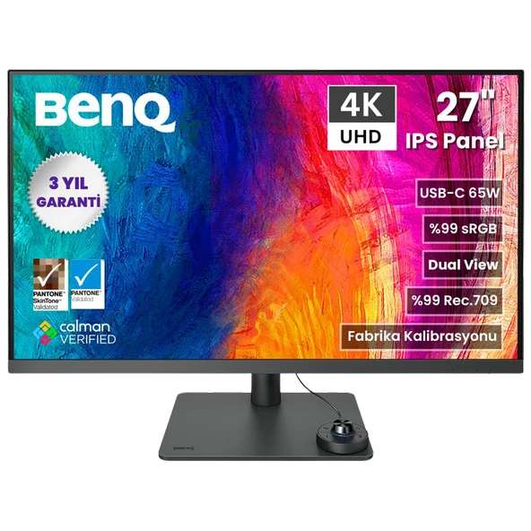 BenQ PD2705U 27'' 60Hz 5ms HDMI DP USB-C HDR10 Pivot UHD IPS Monitör ürün görseli 1