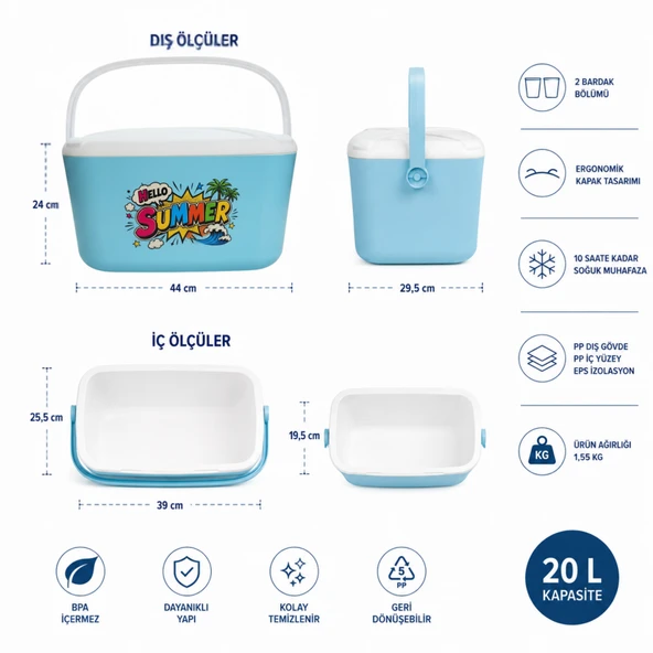 20 LT BUZZY RETRO BUZLUK TERMOS (1179 COOLER BOX) - Resim 2