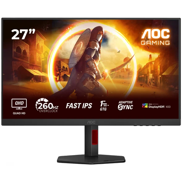 AOC Q27G4ZR 27" 260Hz(OC) 1ms HDMI DP Adaptive Sync HDR400 Pivot QHD Fast IPS Gaming Monitör ürün görseli 1