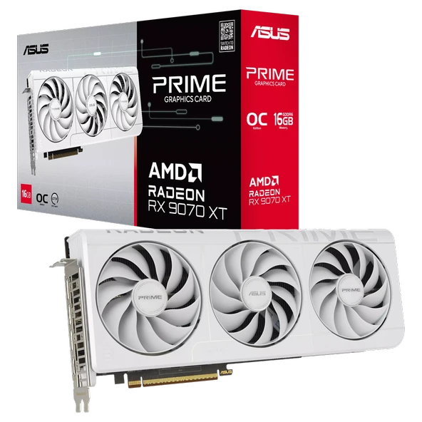 ASUS PRIME Radeon RX 9070 XT OC 16GB GDDR6 256 Bit Beyaz Ekran Kartı ürün görseli 1