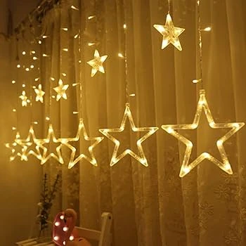 Yıldız Sarkıtlı Perde LED Aydınlatma - 3m Genişlik, 8 Modlu, Günışığı Renk,Ev Süsleme Işığı ürün görseli 1