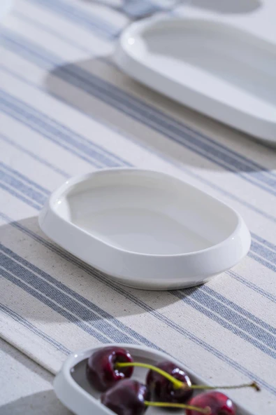 Acar JEA-07400 Rumi 6 Adet Porselen Oval Kayık Sunum Tabak 13 cm ürün görseli 1