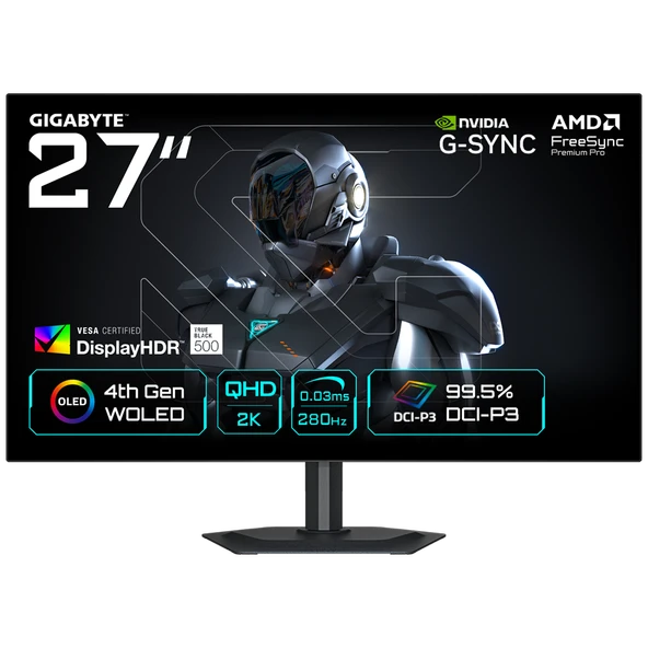 GIGABYTE MO27Q28G 27" 280Hz 0.03ms HDMI DP G-Sync QHD HDR500 WOLED Gaming Monitör ürün görseli 1