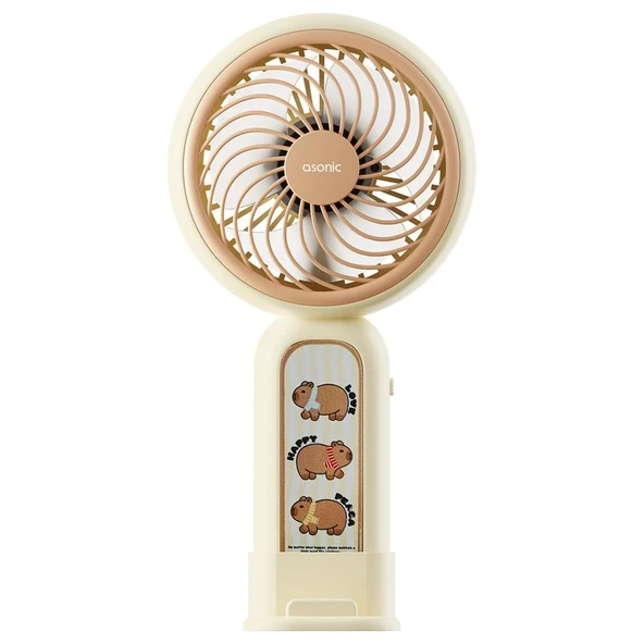 Asonic AFN20 Krem 250mAh Dahili Pil Elde Taşınabilir Masaüstü Usb Fan Şarjlı Type-c Şarj ürün görseli 1