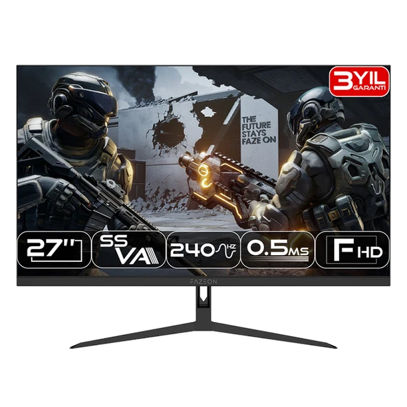 FAZEON X27F250S 27" 240Hz 0.5ms RGB HDMI DP Adaptive Sync HDR10 FHD Fast VA Gaming Monitör ürün görseli 1
