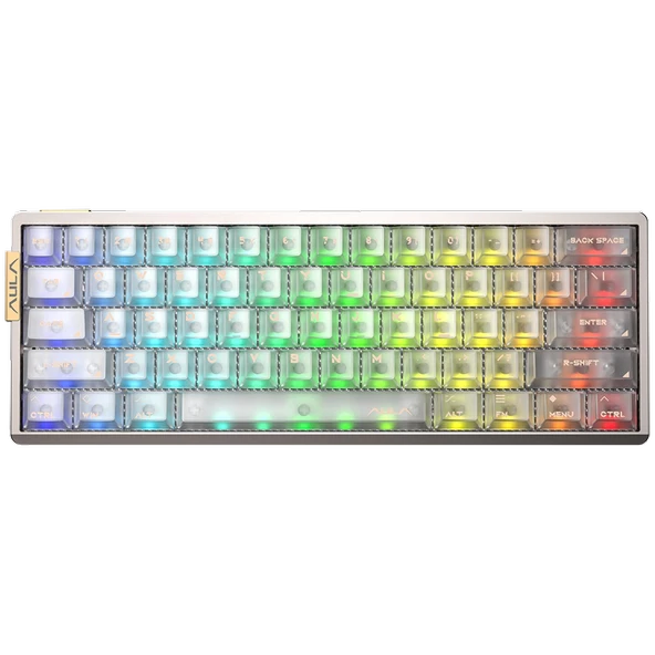 Aula AG60 Pro Aether Switch Hot Swap RGB Şeffaf Beyaz Kablosuz Gaming Klavye ürün görseli 1
