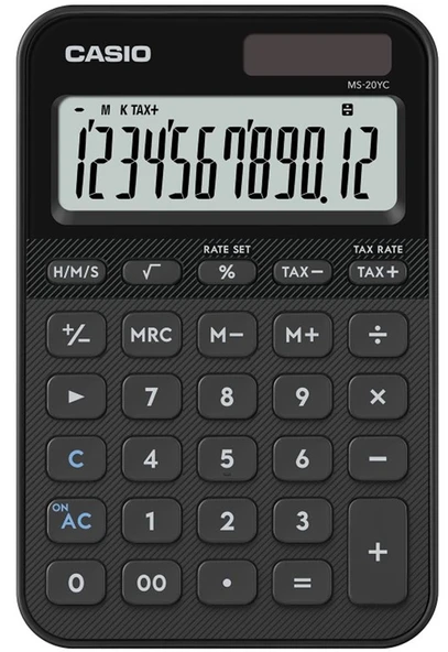 Casio MS-20YC-BK 12 Hane Siyah Masa Üstü Hesap Makinesi ürün görseli 1