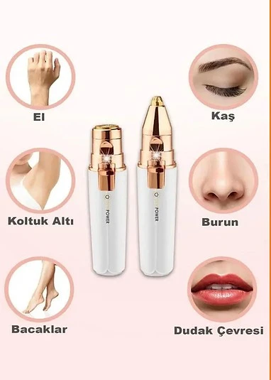 2 Başlıklı Yüz Tüy Alıcı Kaş Bıyık Kıl Epilasyon Aleti Şarjlı ürün görseli 1