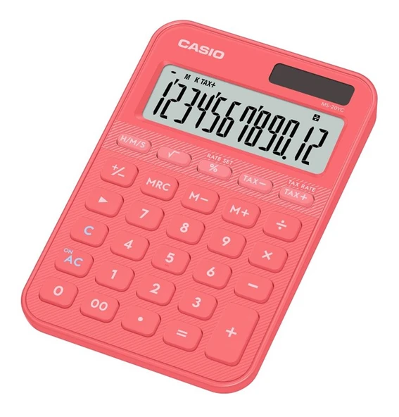 Casio MS-20YC-CL 12 Hane Pembe Masa Üstü Hesap Makinesi ürün görseli 1