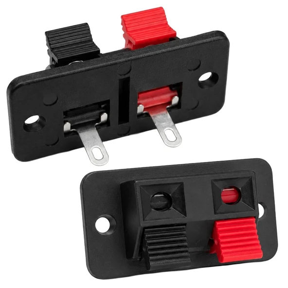 Powermaster PM-37889 İkili Yaylı Hoparlör Terminali 38X19mm Hoparlör Kablo Giriş Soketi ürün görseli 1