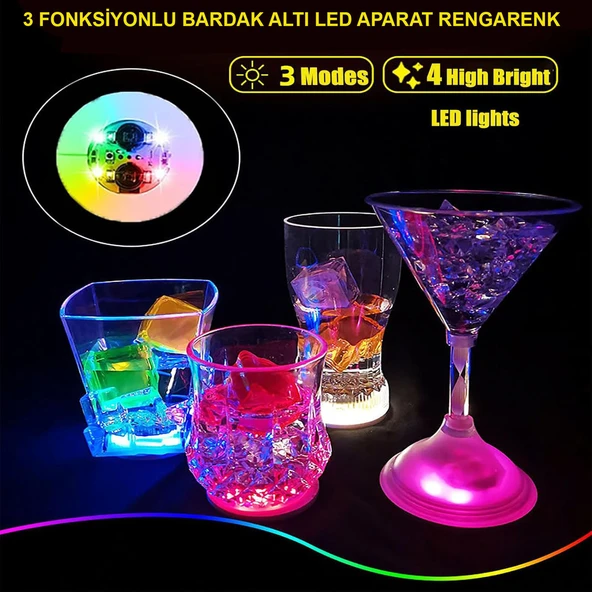Işıklı Yapışkanlı Bardak Altı Aparatı Ledli 3 Fonksiyonlu 6 cm Çap ürün görseli 1