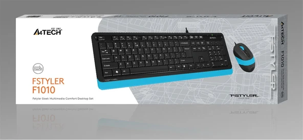 A4 Tech F1010 Q Usb Mavi Fn-Mm Klv+Optik Mouse  Set ürün görseli 1