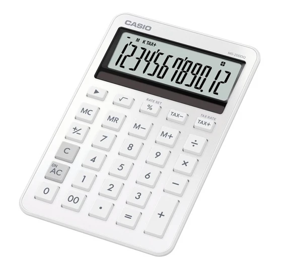 Casio MS-200DQ-WE 12 Hane Beyaz Üstü Hesap Makinesi ürün görseli 1