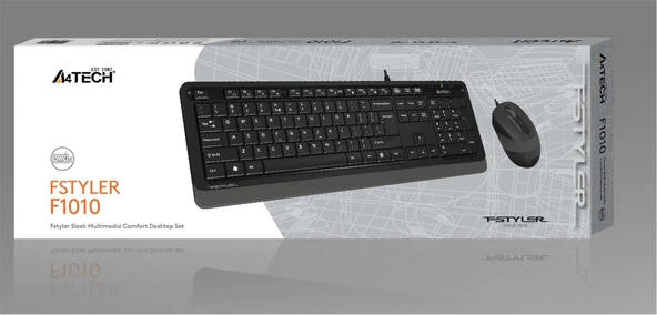 A4 Tech F1010 Q Usb Gri Fn-Mm Klv+Optik Mouse Set ürün görseli 1