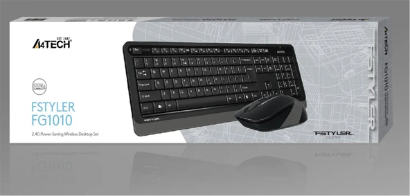 A4 Tech Fg1010 2.4G Gri Q Fn-Mm Klv+Optik Mouse Set ürün görseli 1