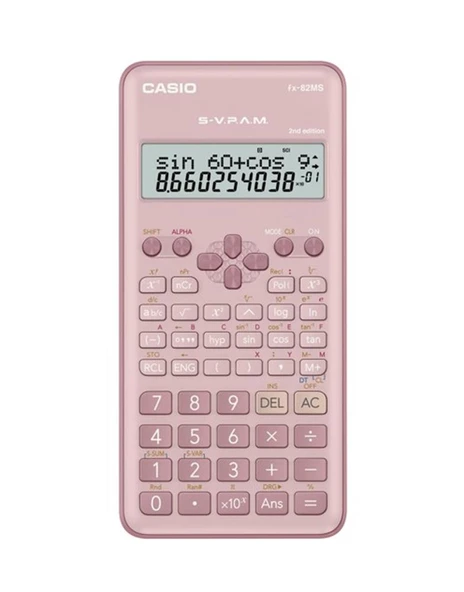 Casio FX-82MS-2-PK-W-DTF Versiyon Bilimsel Pembe Fonksiyonlu Hesap Makinesi ürün görseli 1