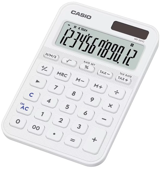 Casio MS-20YC-WE 12 Hane Beyaz Masa Üstü Hesap Makinesi ürün görseli 1