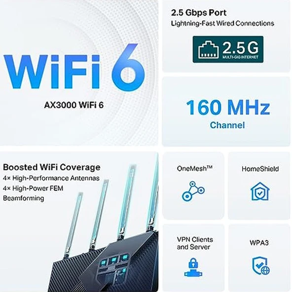 TPLink Archer AX55 Pro AX3000 Yönlendirici ürün görseli 1