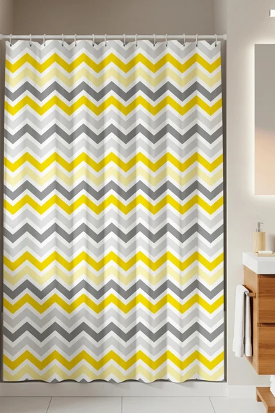 Tropik Home -Corner Play Gri- Çift Kanatlı Banyo Duş Perdesi (2x110x200) ürün görseli 1