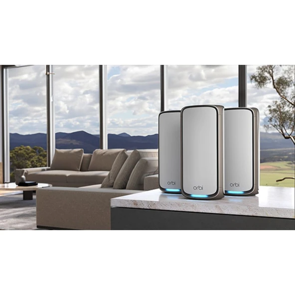 Netgear Orbi 970 Serisi Quad Band WiFi 7 Mesh Router, 2 Uydulu – RBE973S-100EUS ürün görseli 1