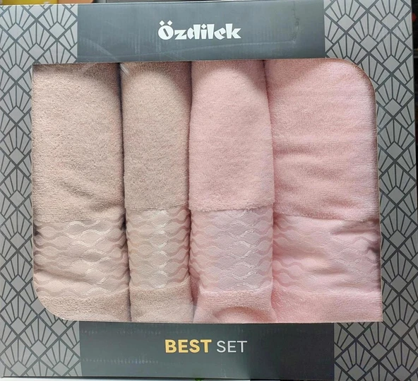 Özdilek 4 Parça Best Set -Elissa Taş Pudra- Hamam Seti, Havlu Seti ürün görseli 1