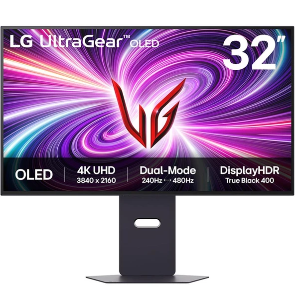 LG Ultra Gear Oyun Monitörü 32″ Düz, QHD, OLED Panel, Çift Modlu, HDR10, 240 Hz, 0,03 ms (32GS95UV-B) ürün görseli 1