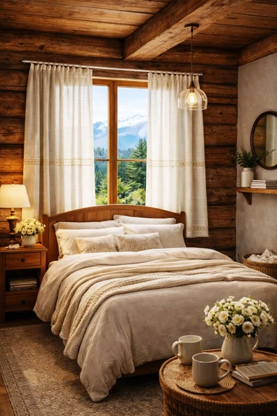 Buldan Monika 2 dantelli naturel otontik perde 125*160 2 prç ürün görseli 1