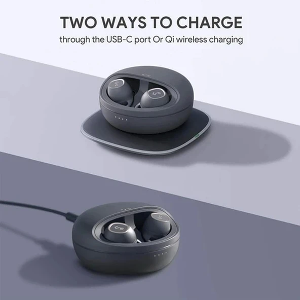 Aukey EPT10 Gerçek Kablosuz Kulaklık – Koyu Gri ürün görseli 1