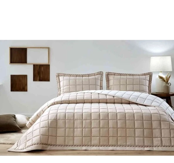 Özdilek Nakışlı -Square Bej- Tek Kişilik Yatak Örtüsü (180x250) ürün görseli 1