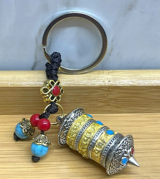 Metal Tibet Şans Çarkı Anahtarlık ürün görseli 1