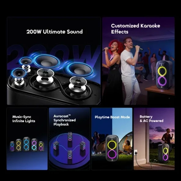 Oraimo SpaceBox Max Auracast Mikrofonlu Bluetooth Hoparlör – OBS-982 - Resim 5