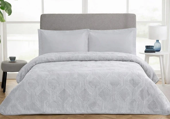 Özdilek Trendy Embos Çift Kişilik Battaniye (220x240)-Art Deco Gri Yeni ürün görseli 1