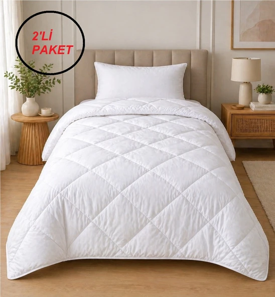 2 Adet Bella Home Mikrofiber -Beyaz- Tek Kişilik Yorgan (155x215) ürün görseli 1