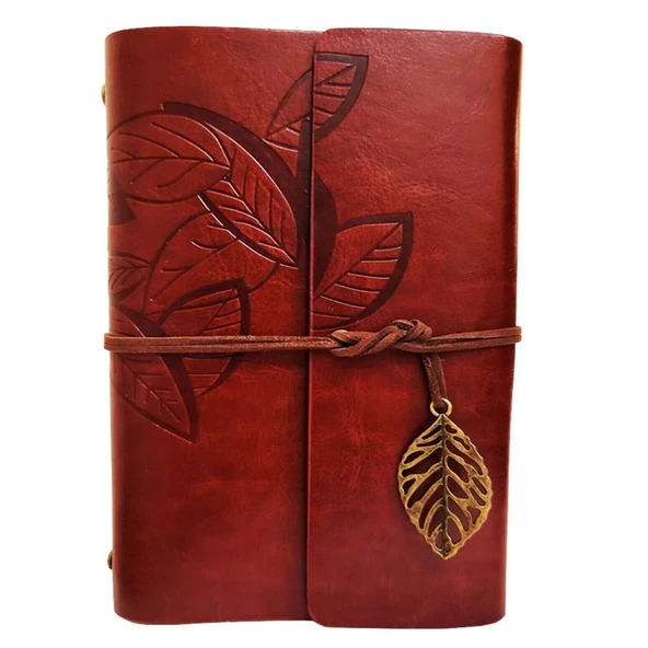 Yaprak Desenli Kahverengi Deri Defter ürün görseli 1