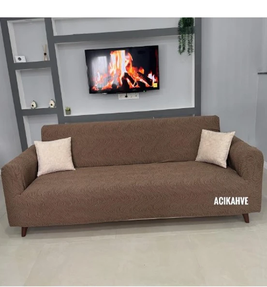 Mandaş jakarlı Streç  Maxi Takım Geniş kullanım alanlı sy A kahve  3+3+1+1 ürün görseli 1