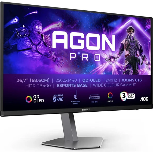 AOC Agon Pro QD OLED Oyun Monitörü 26,5 inç – AG276QZD2 ürün görseli 1