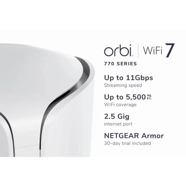Netgear Orbi 770 Serisi Üç Bantlı WiFi 7 Uydulu Mesh Router – RBE772-100EUS ürün görseli 1
