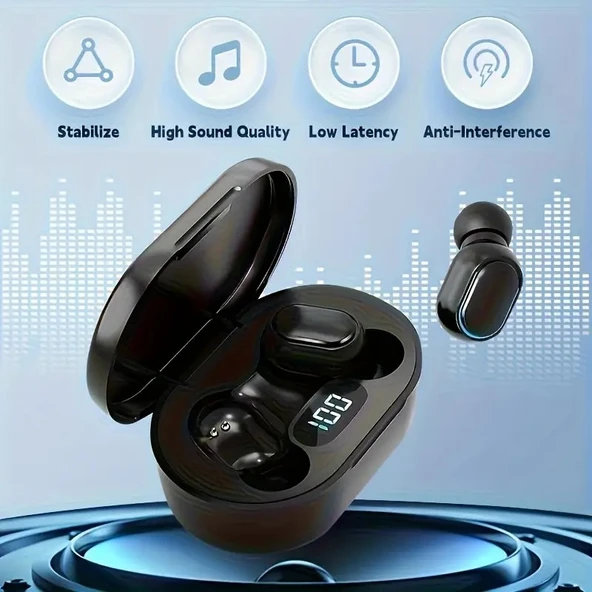 Su Geçirmez LED Ekranlı Kablosuz Bluetooth Kulaklık | TWS Dokunmatik Spor Kulaklık ürün görseli 1