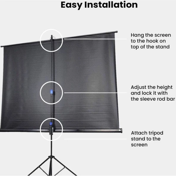 NCTS T Serisi Tripod Projektör Ekranı 2,4 x 2,4m Mat Beyaz – T240 ürün görseli 1