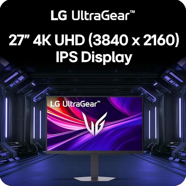 LG UltraGear Oyun Monitörü 27″ 4K UHD IPS 180Hz/360Hz Çift Mod 1ms G‑Sync FreeSync DisplayHDR 400 HDMI 2.1 27G810A‑B Siyah ürün görseli 1