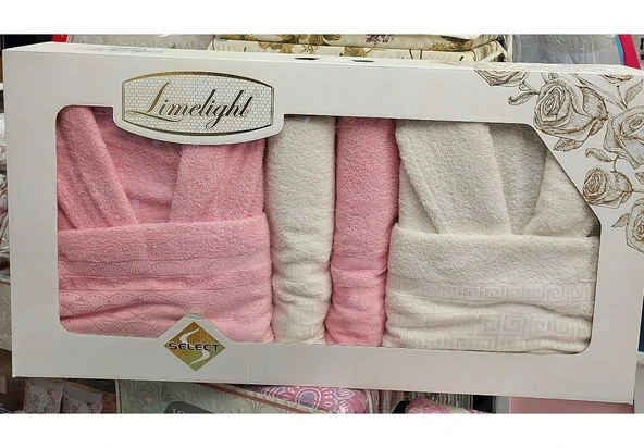 Limelight Select Ekonomik Aile Bornoz Seti (6 Parça)-Krem Pembe ürün görseli 1