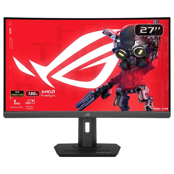 Asus ROG Strix Oyuncu Monitörü 27″ Kavisli, QHD, Hızlı VA Panel, ELMB Sync, USB-C, FreeSync, HDR, 180 Hz, 1 ms (GtG) (XG27WCS) ürün görseli 1