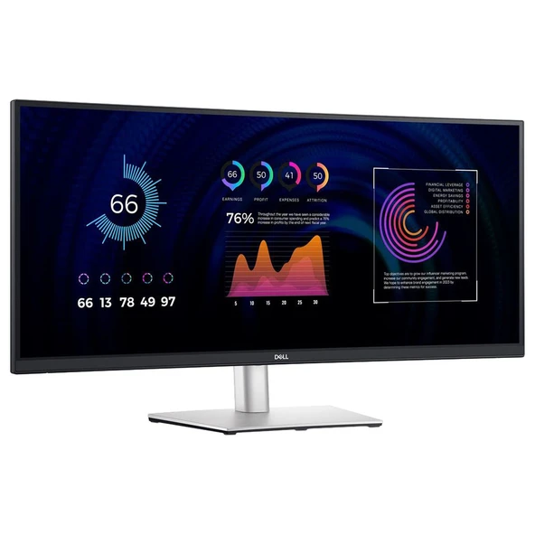 Dell Profesyonel Monitör 34" Kavisli, WQHD , IPS Paneli, USB-C Hub, Ergonomik Stand, 60 Hz, 5 ms (P3424WE) ürün görseli 1