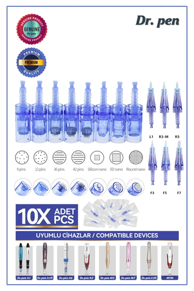 Dr pen A6-A10-A1-N2-M5-M7-E30-MYM Dermapen iğneleri 10 Adet ürün görseli 1